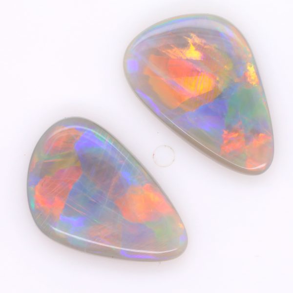 Red, Orange, Blue, Green and Purple Solid Unset Australian Crystal Opal Pair