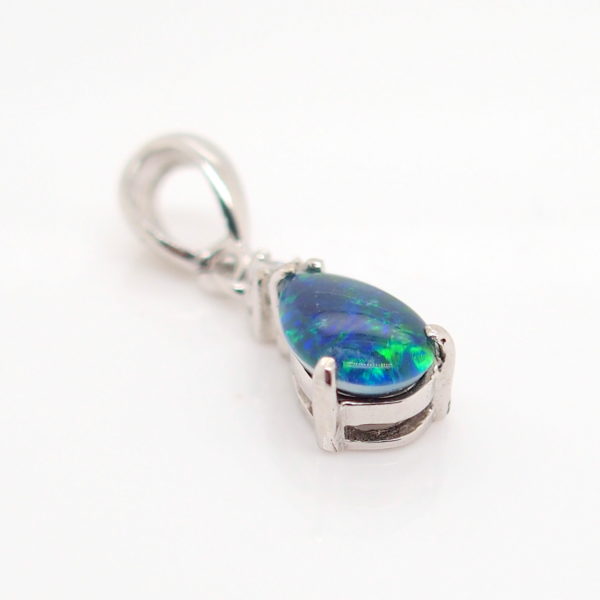 Blue Green Sterling Silver Australian Triplet Opal Necklace Pendant