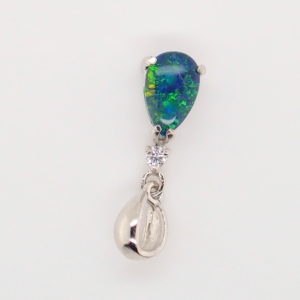 Blue Green Sterling Silver Australian Triplet Opal Necklace Pendant