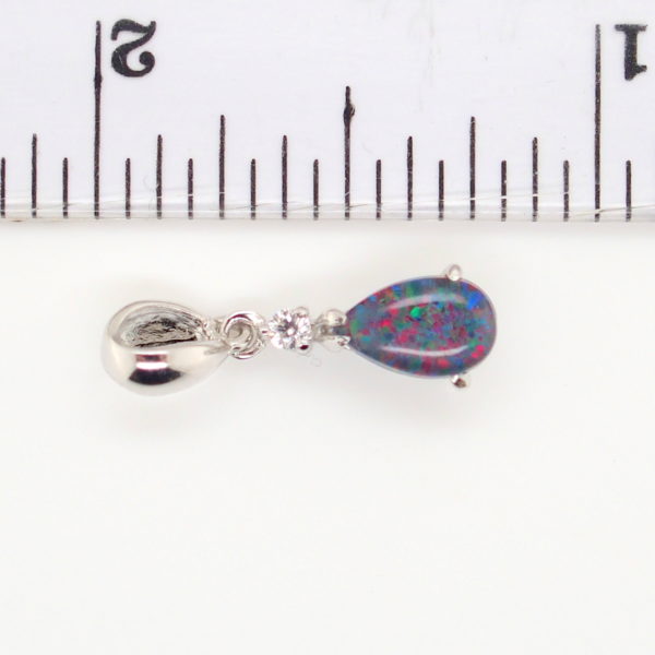 Blue Green Red Sterling Silver Australian Triplet Opal Necklace Pendant
