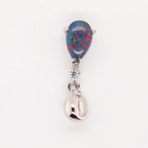 Blue Green Red Sterling Silver Australian Triplet Opal Necklace Pendant