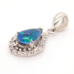 Blue Green Sterling Silver Australian Triplet Opal Necklace Pendant