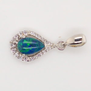 Blue Green Sterling Silver Australian Triplet Opal Necklace Pendant