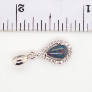 Blue Green Red Sterling Silver Australian Triplet Opal Necklace Pendant