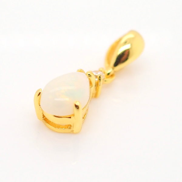 Blue Green Pink Sterling Silver Gold Plate Solid Australian White Opal Necklace Pendant