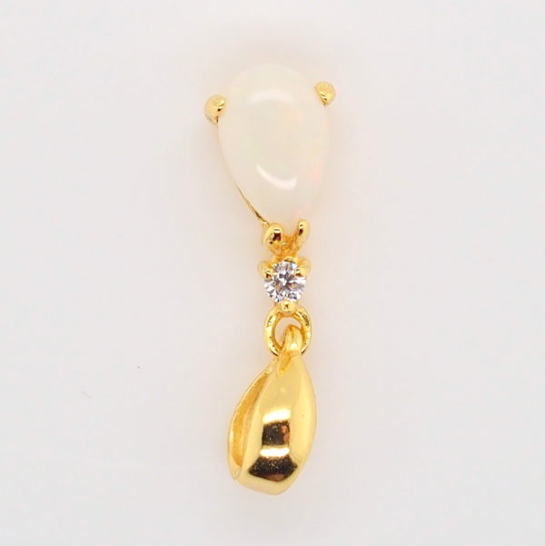 Blue Green Pink Sterling Silver Gold Plate Solid Australian White Opal Necklace Pendant