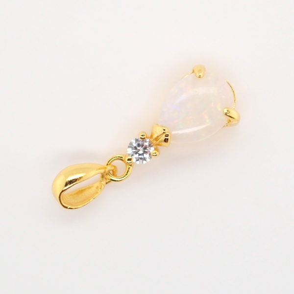 Blue Green Pink Sterling Silver Gold Plate Solid Australian White Opal Necklace Pendant