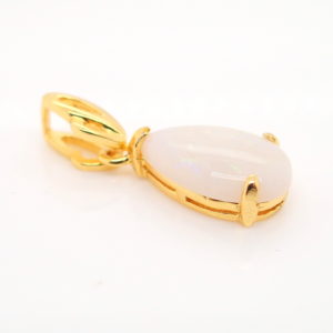 Blue Green Pink Sterling Silver Gold Plate White Opal Pendant Necklace