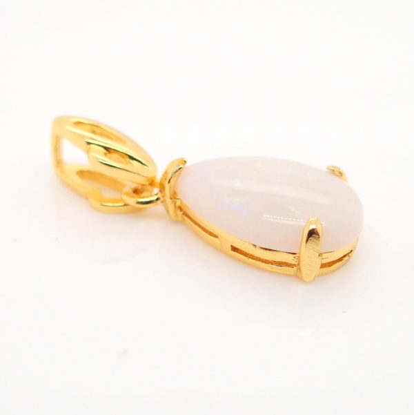 Blue Green Pink Sterling Silver Gold Plate White Opal Pendant Necklace