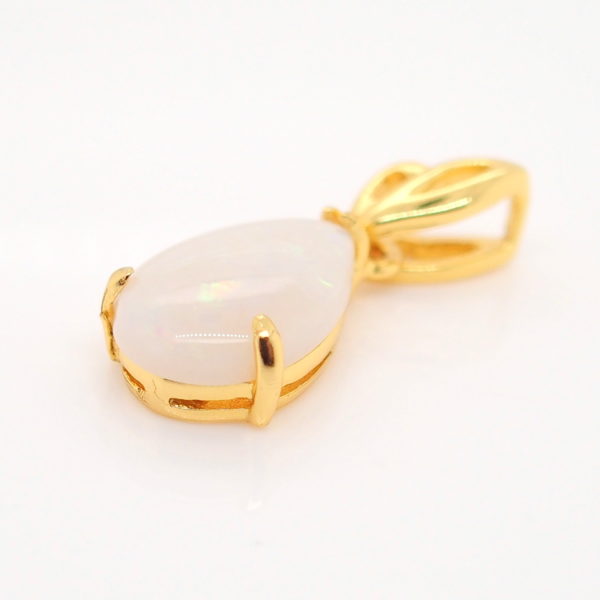 Blue Green Pink Sterling Silver Gold Plate White Opal Pendant Necklace