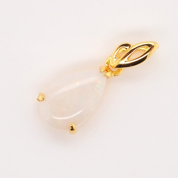 Blue Green Pink Sterling Silver Gold Plate White Opal Pendant Necklace