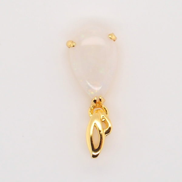 Blue Green Pink Sterling Silver Gold Plate White Opal Pendant Necklace