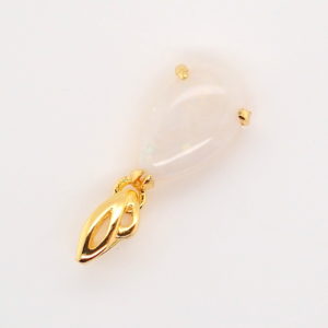 Blue Green Pink Sterling Silver Gold Plate White Opal Pendant Necklace