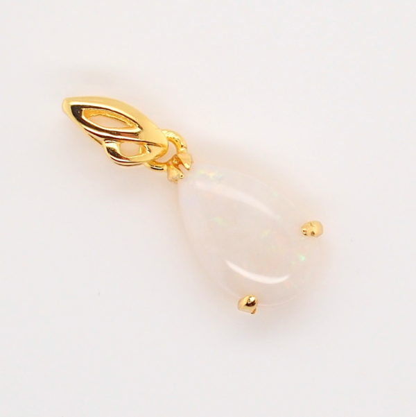 Blue Green Pink Sterling Silver Gold Plate White Opal Pendant Necklace