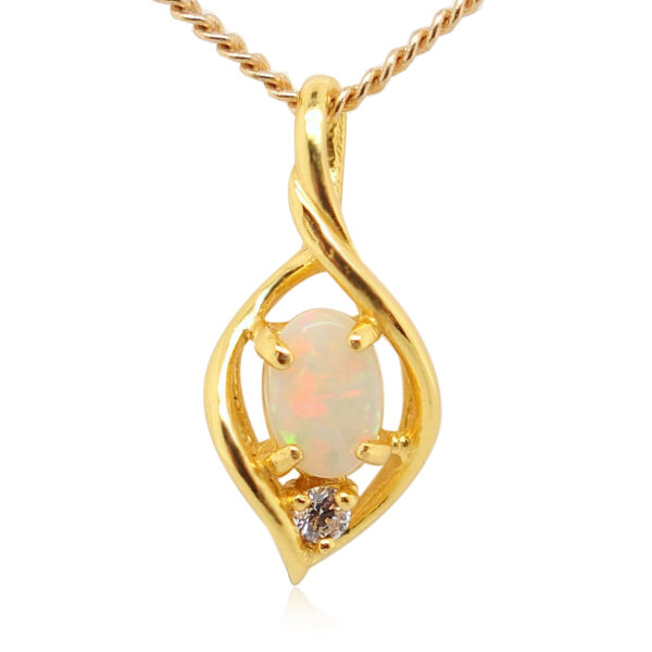 Blue Green Pink Sterling Silver Gold Plate Solid Australian White Opal Necklace Pendant