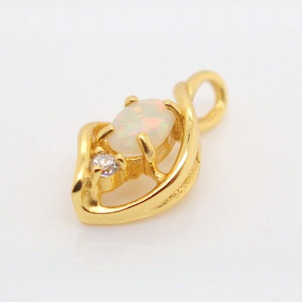 Blue Green Pink Sterling Silver Gold Plate Solid Australian White Opal Necklace Pendant