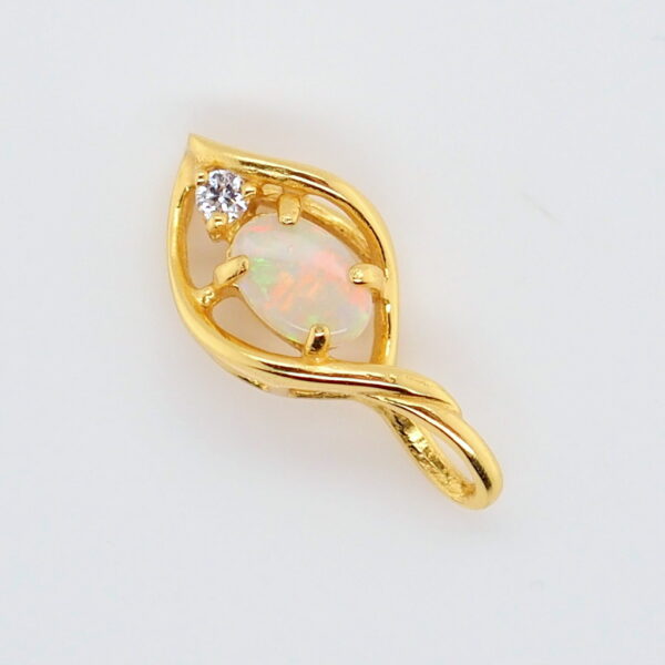 Blue Green Pink Sterling Silver Gold Plate Solid Australian White Opal Necklace Pendant