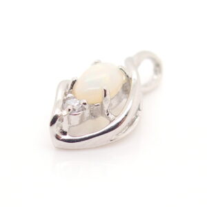 Blue Green Pink Sterling Silver Solid Australian White Opal Necklace Pendant