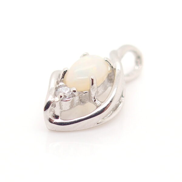 Blue Green Pink Sterling Silver Solid Australian White Opal Necklace Pendant