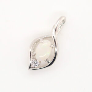 Blue Green Pink Sterling Silver Solid Australian White Opal Necklace Pendant