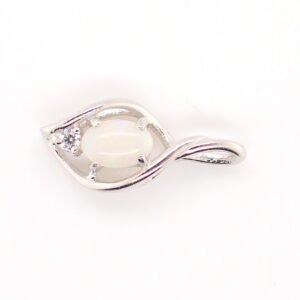 Blue Green Pink Sterling Silver Solid Australian White Opal Necklace Pendant