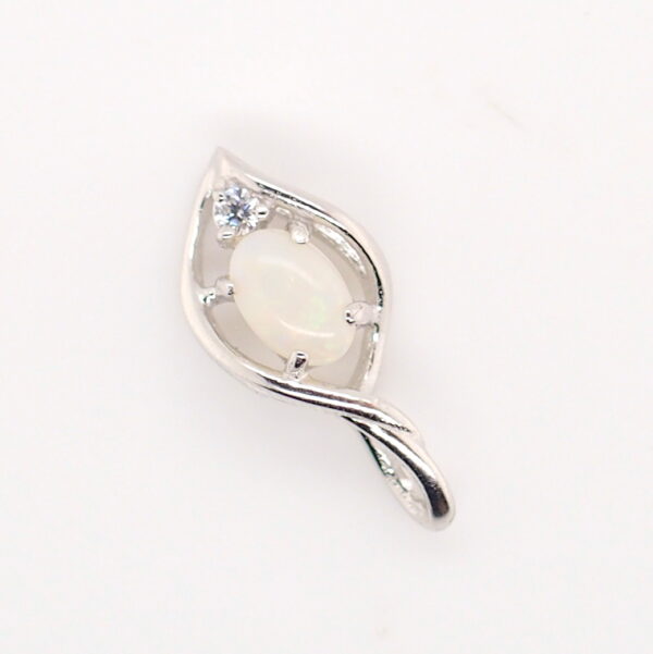 Blue Green Pink Sterling Silver Solid Australian White Opal Necklace Pendant