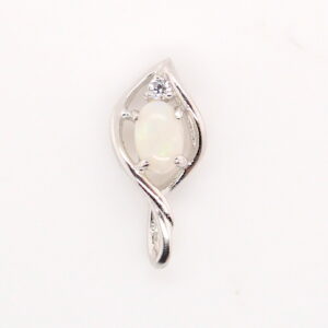 Blue Green Pink Sterling Silver Solid Australian White Opal Necklace Pendant