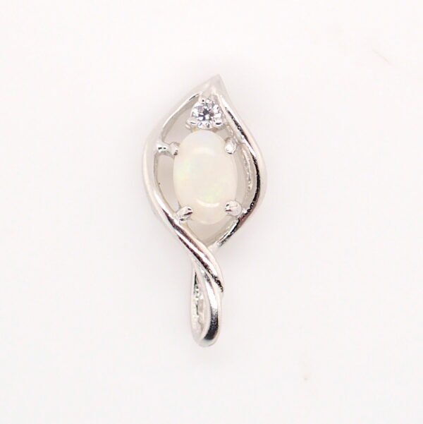 Blue Green Pink Sterling Silver Solid Australian White Opal Necklace Pendant