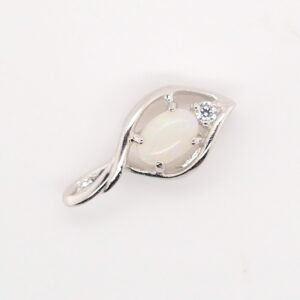 Blue Green Pink Sterling Silver Solid Australian White Opal Necklace Pendant
