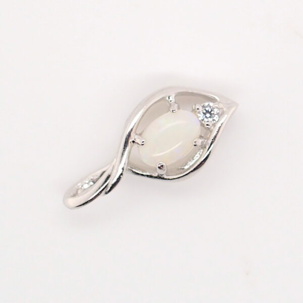 Blue Green Pink Sterling Silver Solid Australian White Opal Necklace Pendant