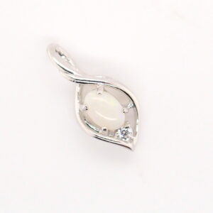 Blue Green Pink Sterling Silver Solid Australian White Opal Necklace Pendant
