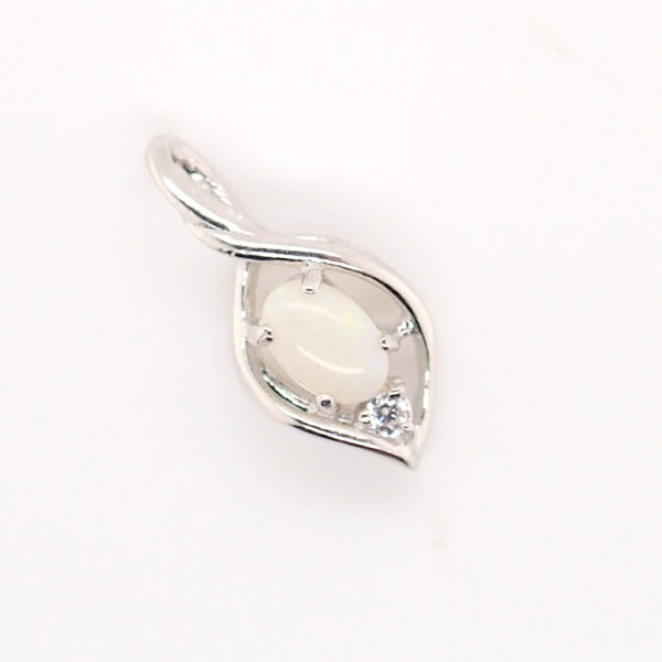 Blue Green Pink Sterling Silver Solid Australian White Opal Necklace Pendant
