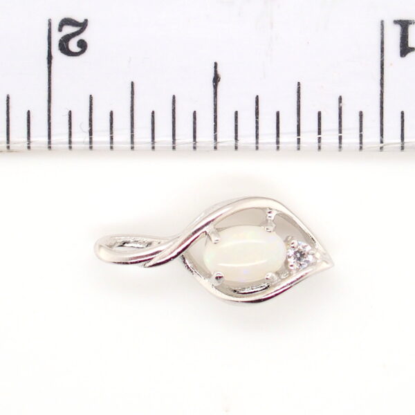 Blue Green Pink Sterling Silver Solid Australian White Opal Necklace Pendant