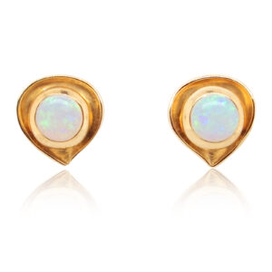 Blue Green Pink Yellow Gold Solid Australian Crystal Opal Stud Earrings