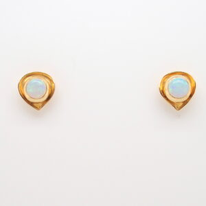 Blue Green Pink Yellow Gold Solid Australian Crystal Opal Stud Earrings