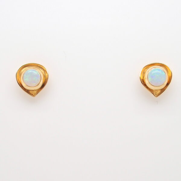 Blue Green Pink Yellow Gold Solid Australian Crystal Opal Stud Earrings