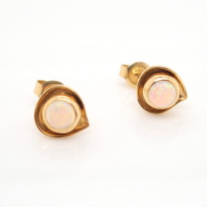 Blue Green Pink Yellow Gold Solid Australian Crystal Opal Stud Earrings