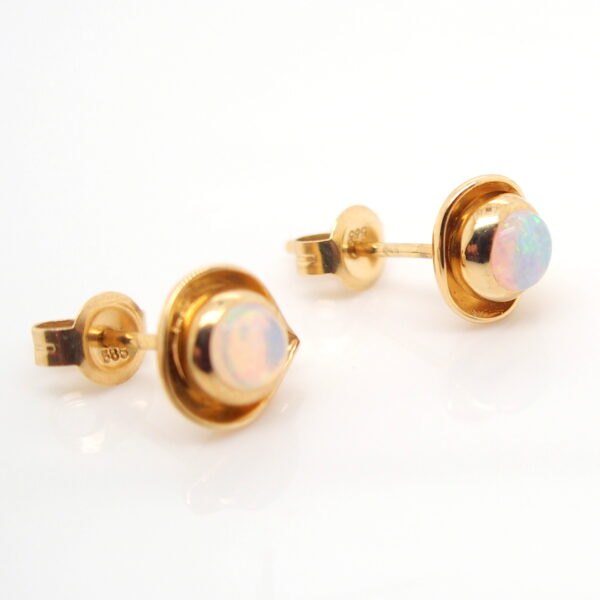 Blue Green Pink Yellow Gold Solid Australian Crystal Opal Stud Earrings
