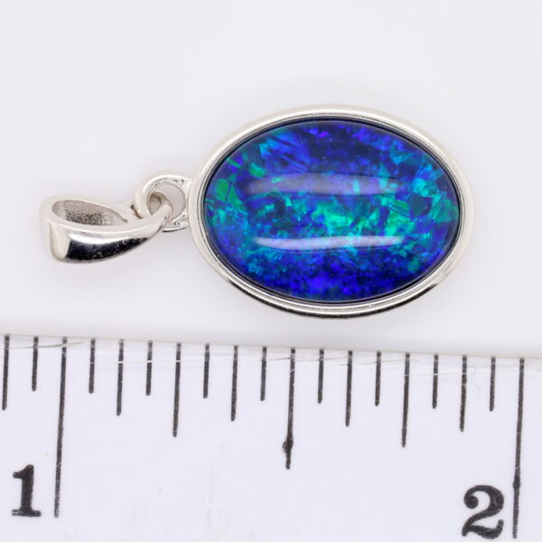 Blue Green Sterling Silver Australian Triplet Opal Necklace Pendant