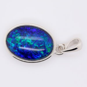 Blue Green Sterling Silver Australian Triplet Opal Necklace Pendant