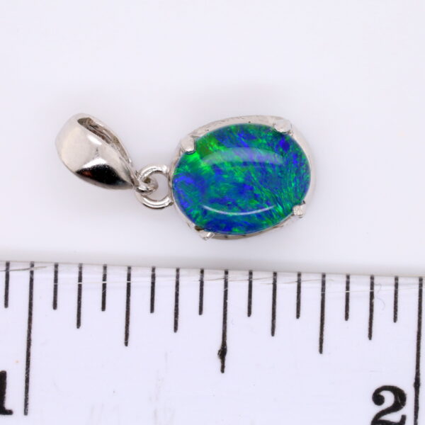 Blue Green Sterling Silver Australian Triplet Opal Pendant Necklace