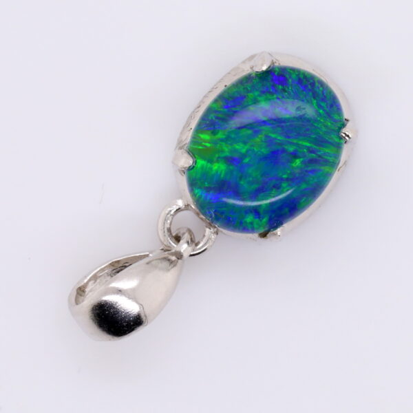 Blue Green Sterling Silver Australian Triplet Opal Pendant Necklace