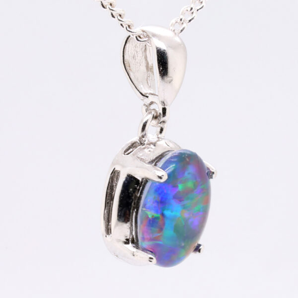 Blue Red Purple Green Sterling Silver Australian Triplet Opal Pendant Necklace