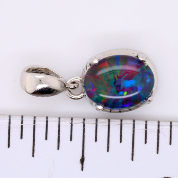Blue Red Purple Green Sterling Silver Australian Triplet Opal Pendant Necklace