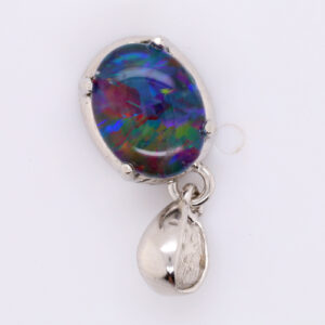 Blue Red Purple Green Sterling Silver Australian Triplet Opal Pendant Necklace