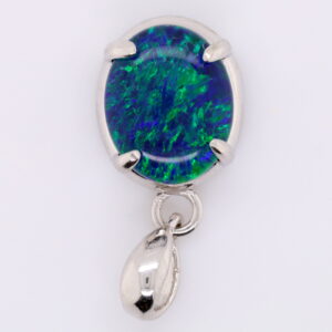 Blue Green Sterling Silver Australian Triplet Opal Necklace Pendant