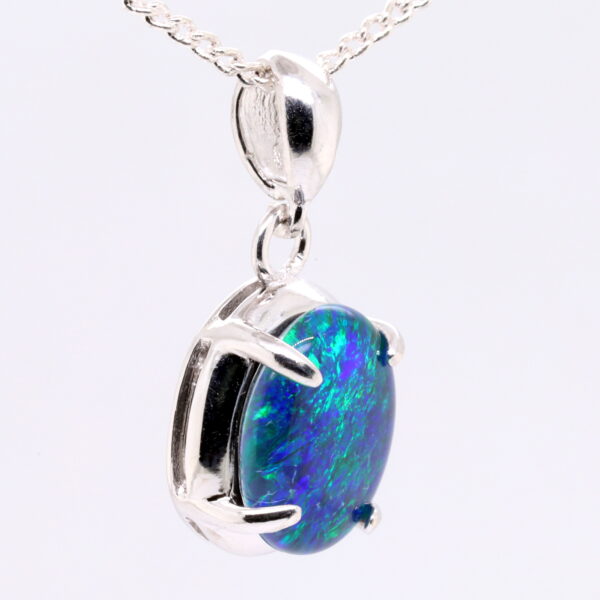 Blue Green Sterling Silver Australian Triplet Opal Necklace Pendant