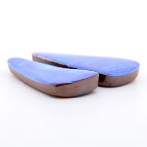 Blue and Green Unset Solid Australian Boulder Opal Pair