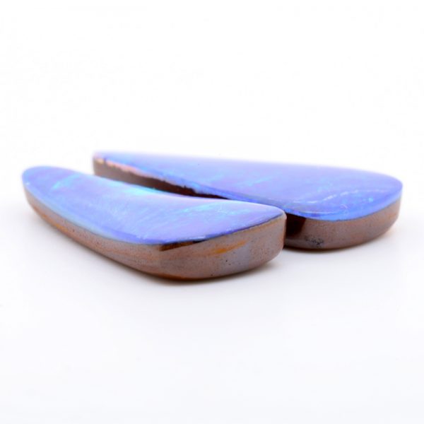 Blue and Green Unset Solid Australian Boulder Opal Pair