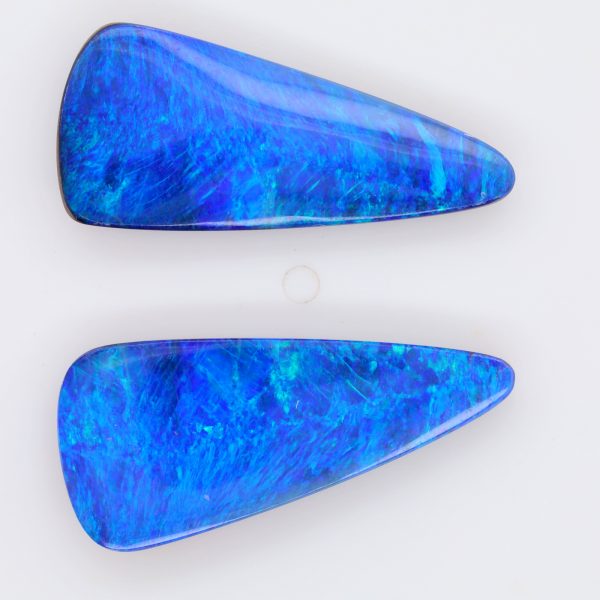 Blue and Green Unset Solid Australian Boulder Opal Pair